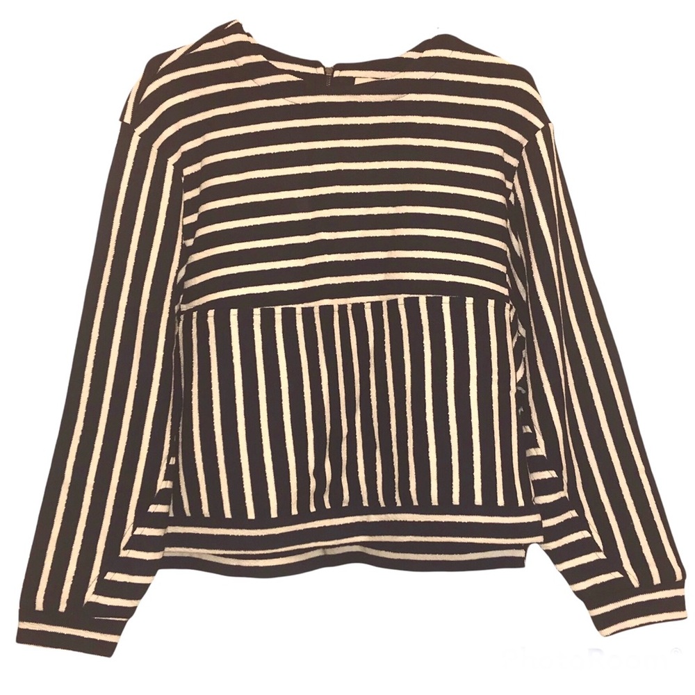 Nurode Navy Blue & Cream/Ivory Stripe Sweater Back Zipper Size XSmall
